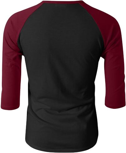 3/4 Sleeve Baseball Shirt Men Casual Stylish Raglan Sleeve Jersey Henley Tops Mens Slim Color Block Athletic T Shirts in Saudi Arabia