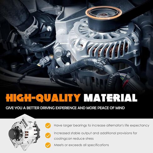 120 AMP NEW ANTERNATOR متوافق مع 2.0L 2.0 BUICK Regal 2011-2013 ، لـ 2.4L 2.4 BUICK Regal 2011 ، لـ 2.0L 2.0 SAAB 9-5 2011 ، L4 12V ، استبدل# 1202330 ، 1204650 ، 95515960 ، 95519892 in Kuwait