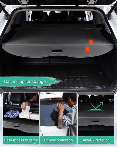 Powerty Cargo Cover for 2020-2025 Toyota Highlander Accessories, Carbon Fiber Texture Retractable Rear Trunk Cargo Luggage Cover Security Shield Shade in Saudi Arabia