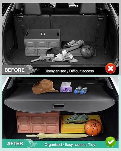 Powerty Cargo Cover for 2020-2025 Toyota Highlander Accessories, Carbon Fiber Texture Retractable Rear Trunk Cargo Luggage Cover Security Shield Shade in Saudi Arabia