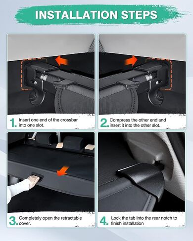 Powerty Cargo Cover for 2020-2025 Toyota Highlander Accessories, Carbon Fiber Texture Retractable Rear Trunk Cargo Luggage Cover Security Shield Shade in Saudi Arabia