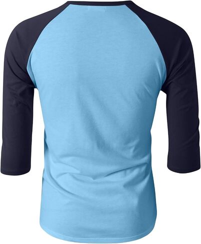 3/4 Sleeve Baseball Shirt Men Casual Stylish Raglan Sleeve Jersey Henley Tops Mens Slim Color Block Athletic T Shirts in Saudi Arabia