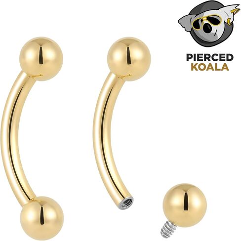 2PCS Titanium Implant Grade 16G Internally Threaded 8mm - 14mm Tongue Nipple Eyebrow Bar Ear Curved Barbell Body Jewellery in Saudi Arabia