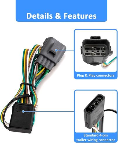 Wsays 4-Pin Plug & Play Trailer Harness متوافق مع GMC Acadia 13-16 FIT CHEVROLET TRAVERS in Saudi Arabia