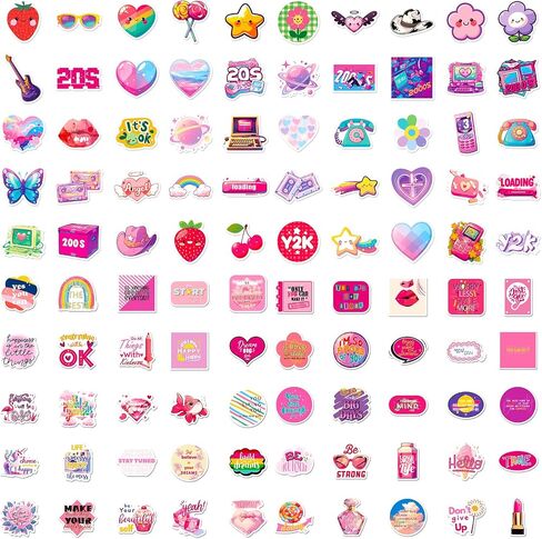 Coquette Stickers 100Pcs, Waterpoor Pink Asthetic Coquette Stickers for Water Bottle Laptop Phone Decor, Cute Coquette Stickers for Kids Adults Teens in Saudi Arabia
