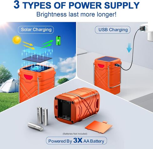 LETMY 4 Pack Camping Lantern, Rechargeable LED Lanterns, Solar Lantern Battery Powered Hurricane Lantern Flashlights with 3 Powered Ways & USB Cable for Emergency, Power Outage, Hurricane Supplies in Saudi Arabia