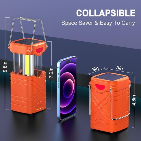 LETMY 4 Pack Camping Lantern, Rechargeable LED Lanterns, Solar Lantern Battery Powered Hurricane Lantern Flashlights with 3 Powered Ways & USB Cable for Emergency, Power Outage, Hurricane Supplies in Saudi Arabia