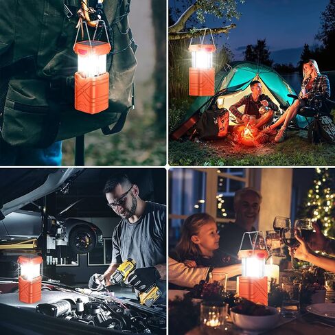 LETMY 4 Pack Camping Lantern, Rechargeable LED Lanterns, Solar Lantern Battery Powered Hurricane Lantern Flashlights with 3 Powered Ways & USB Cable for Emergency, Power Outage, Hurricane Supplies in Saudi Arabia