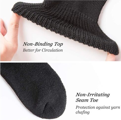 Creswell 3 Pairs Diabetic Crew Socks Made in USA (Black 10-13 Size) in Saudi Arabia