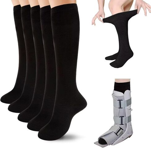 Walking Boot Socks Replacement Sock Liner for Orthopedic Walking Boots Walker Brace for Men Women, Seamless Breathable Medical Tube Cast Boot Surgical Leg Cover, 5 Pairs in Kuwait