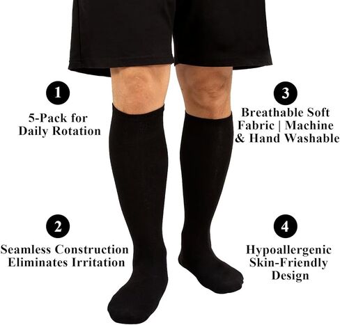 Walking Boot Socks Replacement Sock Liner for Orthopedic Walking Boots Walker Brace for Men Women, Seamless Breathable Medical Tube Cast Boot Surgical Leg Cover, 5 Pairs in Kuwait