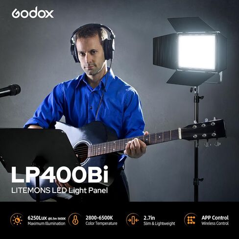 Godox LP600R RGB LED Video Light with Barndoor, 60W 1800K-10000K 9270Lux LED Panel Light with 14 FX Effects APP Control CRI/TLCI 96+ Dimmable 0-100% Studio Soft Light for Photography in Kuwait