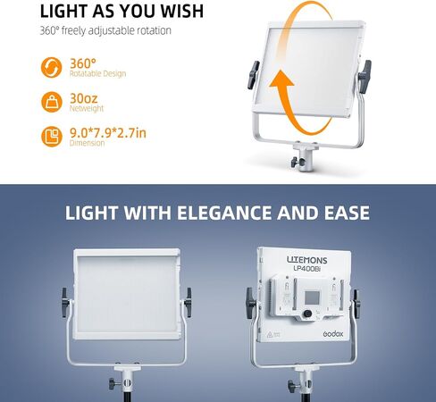 Godox LP600R RGB LED Video Light with Barndoor, 60W 1800K-10000K 9270Lux LED Panel Light with 14 FX Effects APP Control CRI/TLCI 96+ Dimmable 0-100% Studio Soft Light for Photography in Kuwait