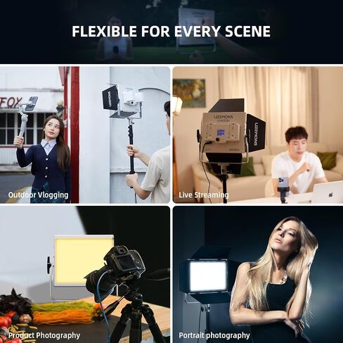 Godox LP600R RGB LED Video Light with Barndoor, 60W 1800K-10000K 9270Lux LED Panel Light with 14 FX Effects APP Control CRI/TLCI 96+ Dimmable 0-100% Studio Soft Light for Photography in Kuwait