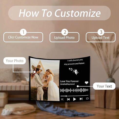 Custom Tapestry Upload Images/Text Customized Tapestry Wall Hanging Backdrop for Bedroom Multiple Sizes in Kuwait