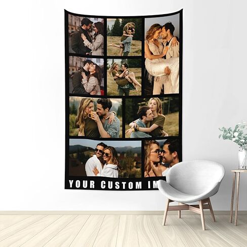Custom Tapestry Upload Images/Text Customized Tapestry Wall Hanging Backdrop for Bedroom Multiple Sizes in Kuwait
