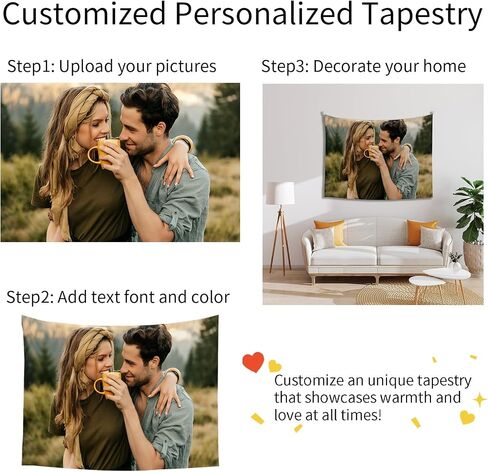 Custom Tapestry Upload Images/Text Customized Tapestry Wall Hanging Backdrop for Bedroom Multiple Sizes in Kuwait