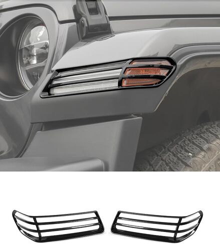 Black Turn Signal Light Cover for 2018-2024 Jeep Wrangler JL/JT Front Side Turn Light Eyebrow Light Cover Trim Frame Exterior Decor Accessories in Saudi Arabia