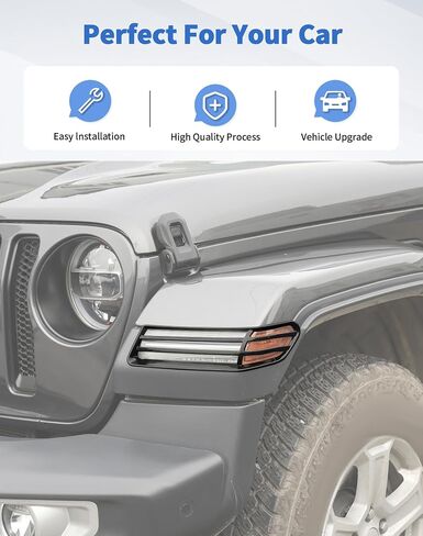 Black Turn Signal Light Cover for 2018-2024 Jeep Wrangler JL/JT Front Side Turn Light Eyebrow Light Cover Trim Frame Exterior Decor Accessories in Saudi Arabia