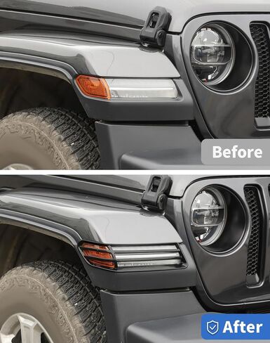 Black Turn Signal Light Cover for 2018-2024 Jeep Wrangler JL/JT Front Side Turn Light Eyebrow Light Cover Trim Frame Exterior Decor Accessories in Saudi Arabia