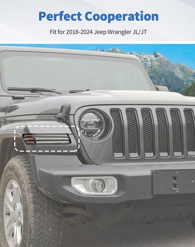 Black Turn Signal Light Cover for 2018-2024 Jeep Wrangler JL/JT Front Side Turn Light Eyebrow Light Cover Trim Frame Exterior Decor Accessories in Saudi Arabia