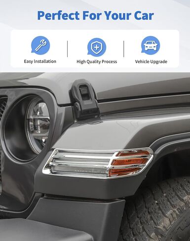 Black Turn Signal Light Cover for 2018-2024 Jeep Wrangler JL/JT Front Side Turn Light Eyebrow Light Cover Trim Frame Exterior Decor Accessories in Saudi Arabia