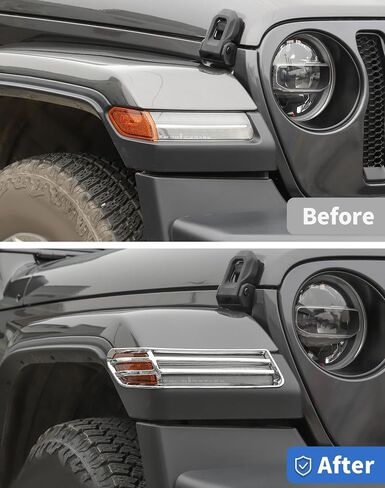 Black Turn Signal Light Cover for 2018-2024 Jeep Wrangler JL/JT Front Side Turn Light Eyebrow Light Cover Trim Frame Exterior Decor Accessories in Saudi Arabia