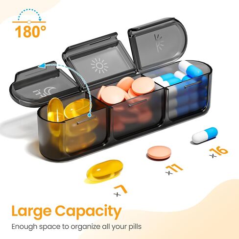 Daviky Weekly Pill Organizer 3X a Day, Large Pill Box 7 Day 3 Times a Day with Separate Light-Proof Container, Portable Travel Pill Case for Medication, Vitamins, Fish Oil and Supplements in Kuwait