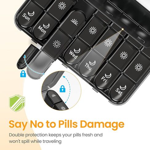 Daviky Weekly Pill Organizer 3X a Day, Large Pill Box 7 Day 3 Times a Day with Separate Light-Proof Container, Portable Travel Pill Case for Medication, Vitamins, Fish Oil and Supplements in Kuwait