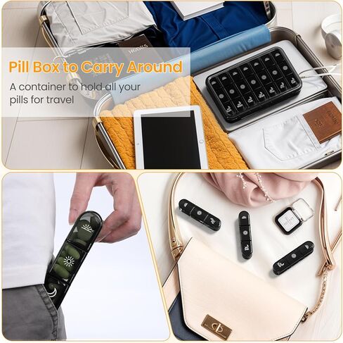 Daviky Weekly Pill Organizer 3X a Day, Large Pill Box 7 Day 3 Times a Day with Separate Light-Proof Container, Portable Travel Pill Case for Medication, Vitamins, Fish Oil and Supplements in Kuwait