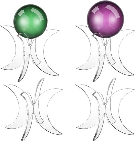 Bucherry 4 Pcs Acrylic Clear Ball Display Stand Set Crystal Sphere Holder Decorative Small Crystal Ball Stand Holder for Abalone Shell, Rocks, Egg, Air Plant, Sphere, Gems, Mineral Agate in Saudi Arabia