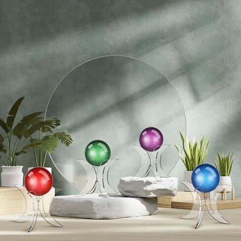Bucherry 4 Pcs Acrylic Clear Ball Display Stand Set Crystal Sphere Holder Decorative Small Crystal Ball Stand Holder for Abalone Shell, Rocks, Egg, Air Plant, Sphere, Gems, Mineral Agate in Saudi Arabia