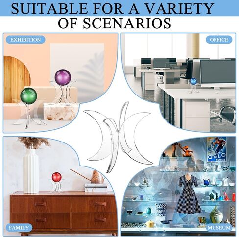 Bucherry 4 Pcs Acrylic Clear Ball Display Stand Set Crystal Sphere Holder Decorative Small Crystal Ball Stand Holder for Abalone Shell, Rocks, Egg, Air Plant, Sphere, Gems, Mineral Agate in Saudi Arabia