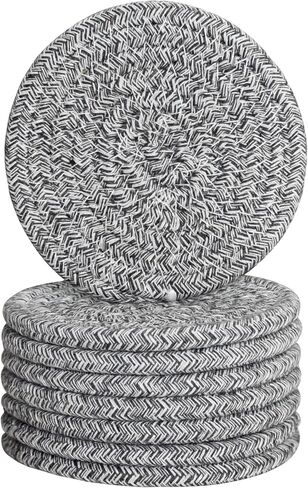 ABenkle Woven Coasters for Drinks Set of 6, Boho Absorbent Drinking Coaster, 4.3 Inch - Perfect Housewarming Gift, Home Decor, Bar Essentials for Coffee Table in Kuwait
