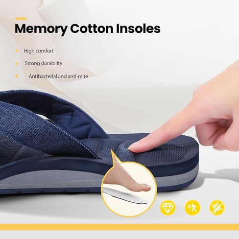 Flip Flip Flops Canvas Thong Sandals Arch Arch Support Beach Slippers-Semory Foam Foam مقاومة للماء in Kuwait
