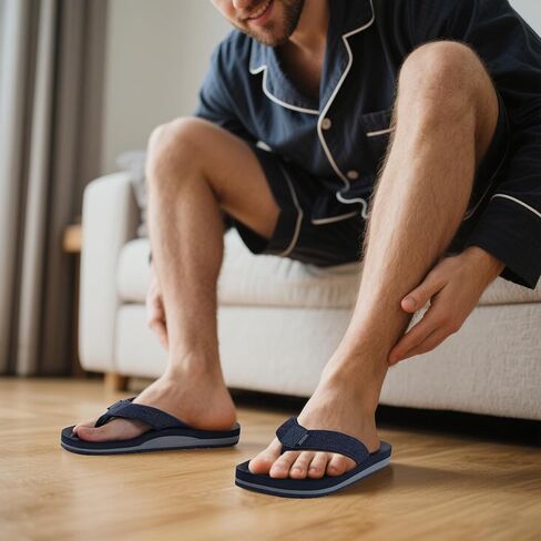 Flip Flip Flops Canvas Thong Sandals Arch Arch Support Beach Slippers-Semory Foam Foam مقاومة للماء in Kuwait
