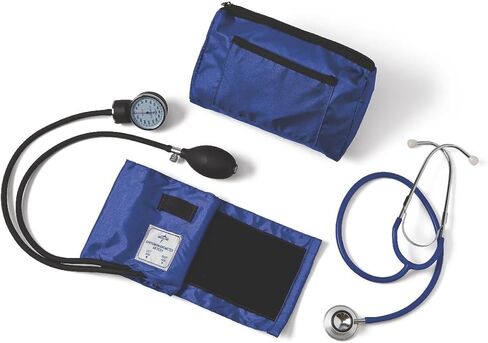 Medline Compli-Mates Professional Aneroid Sphygmomanometer and Dual-Head Stethoscope Kit with Carrying Case, Hunter Green, Adult Size, 1 Kit in Saudi Arabia