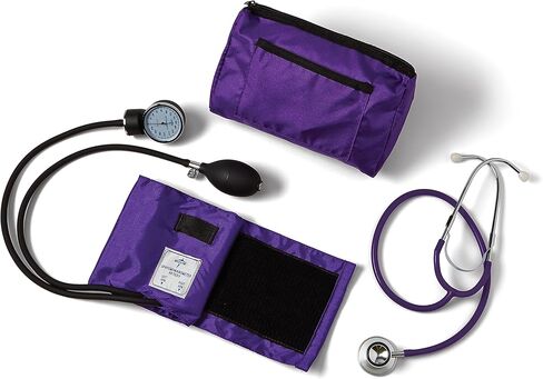 Medline Compli-Mates Professional Aneroid Sphygmomanometer and Dual-Head Stethoscope Kit with Carrying Case, Hunter Green, Adult Size, 1 Kit in Saudi Arabia
