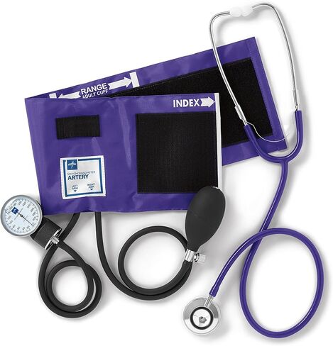 Medline Compli-Mates Professional Aneroid Sphygmomanometer and Dual-Head Stethoscope Kit with Carrying Case, Hunter Green, Adult Size, 1 Kit in Saudi Arabia