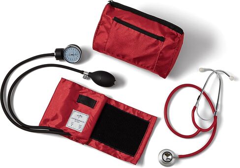Medline Compli-Mates Professional Aneroid Sphygmomanometer and Dual-Head Stethoscope Kit with Carrying Case, Hunter Green, Adult Size, 1 Kit in Saudi Arabia
