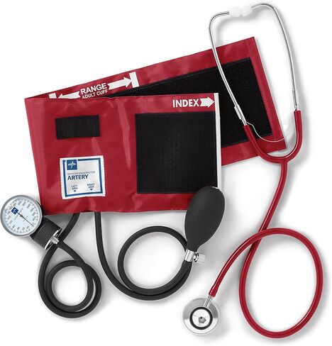 Medline Compli-Mates Professional Aneroid Sphygmomanometer and Dual-Head Stethoscope Kit with Carrying Case, Hunter Green, Adult Size, 1 Kit in Saudi Arabia