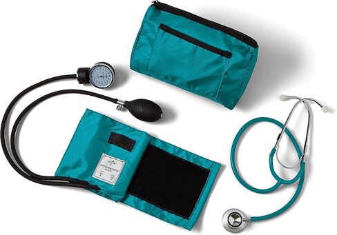 Medline Compli-Mates Professional Aneroid Sphygmomanometer and Dual-Head Stethoscope Kit with Carrying Case, Hunter Green, Adult Size, 1 Kit in Saudi Arabia