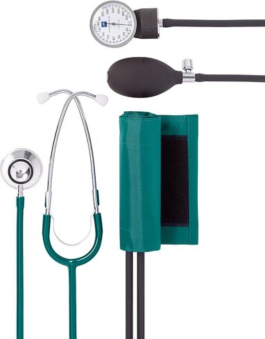 Medline Compli-Mates Professional Aneroid Sphygmomanometer and Dual-Head Stethoscope Kit with Carrying Case, Hunter Green, Adult Size, 1 Kit in Saudi Arabia