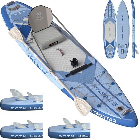 City Park 12'×35" Extra Wide Paddle Board with Seat, One-Stop Premium SUP Board Gears, Tailored 5 Fins, Stable Inflatable Stand Up Paddle Boards for Youth/Adults of All Levels in Kuwait