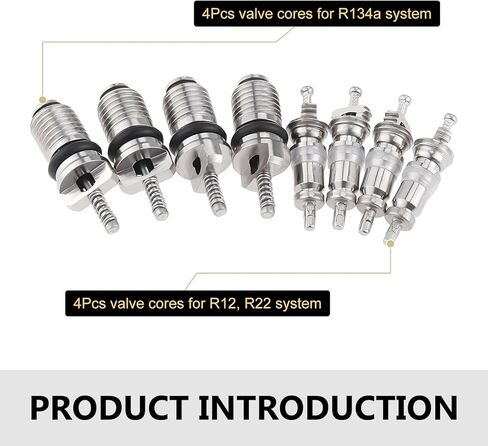 16 PCS Car Air Conditioning Valve Core Kit, A/C System Repair Valve Caps & Core Kit for R12 or R134a, AC Service Port Seal Cap Valve, Universal for Most Cars (Black) in Kuwait