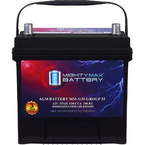 Mighty Max Battery MM-G35 SIZE 35 12V ، 55AH ، 100RC ، AGM ، 650 CCA ، بديل بطارية متوافقة مع Honda CR-V 14-16 in Kuwait
