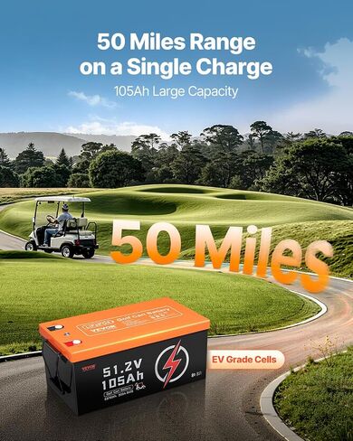 VEVOR 48V 105Ah Golf Cart Lithium Battery, 48 Volt Golf Cart Battery with 200A BMS, LCD Monitor and Mobile APP, LiFePO4 Battery with 600A Peak Current, 20A Charger and 4000+ Cycles, for Golf Carts in Saudi Arabia