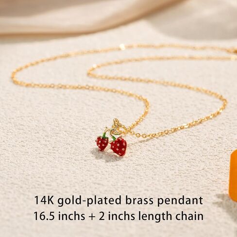 14K Gold Plated Pendant Necklace for Women, Dainty Charm Good Luck Inspirational Gifts for Her Friendship Necklace Cherry, Positive Duck, Shell Pearl Fish Beach Jewelry in Saudi Arabia