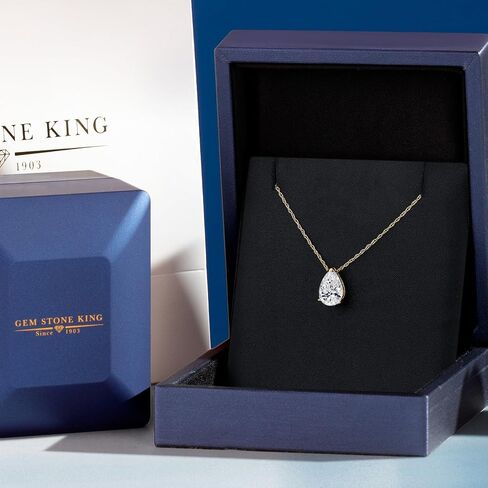 Gem Stone King 14K Yellow Gold Gemstone Birthstone Teardrop Pendant Necklace | Pear Shape 8X5MM | Gold Necklace For Women | With 18 Inch Gold Rope Chain in Saudi Arabia