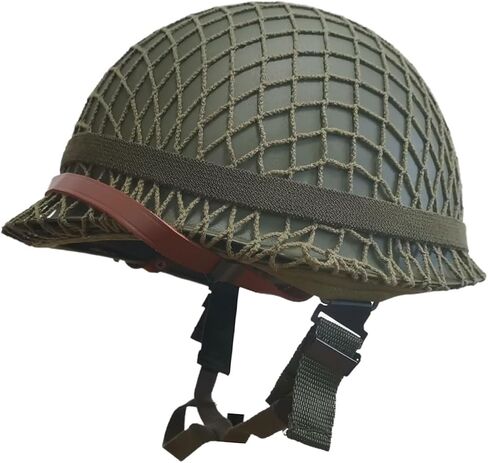 WW2 US Army M1 خوذة - نسخة طبق الأصل من خوذة القتال العسكرية ، مثالية لمجموعات WW2 الموحدة والعتاد مع قذيفة الصلب وشبكة الذقن in Saudi Arabia